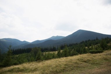 Dağlarla ve mavi gökyüzüyle manzara