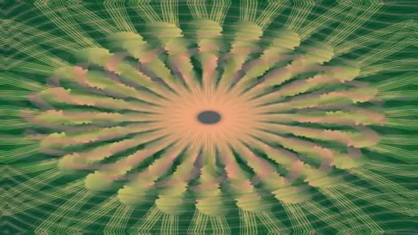 Beige and green tunnel footage, abstract symmetric floral shape — Stock Video