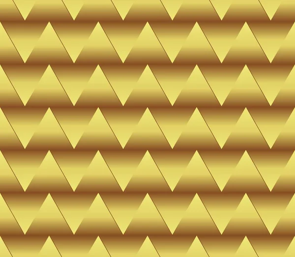 Fondo de triángulo dorado sin costuras con efecto espacial, gradiente dorado, fondo de arte óptico — Vector de stock