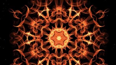 Beyaz parıldıyor, Soyut Turuncu, kırmızı ve sarı, güzel simetrik durumda video ile ateşli fraktal fraktal yakınlaştırma yaşamak