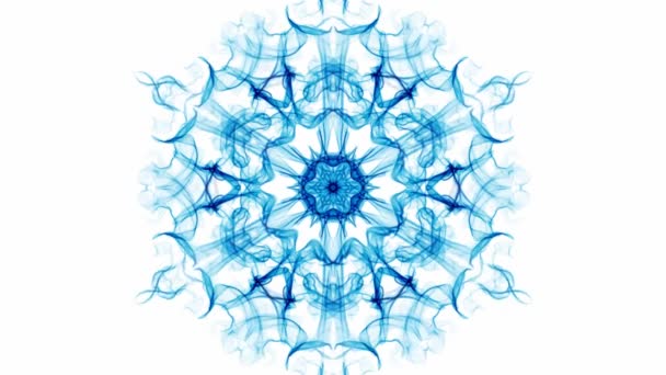 Mandala Luftenergie, Live-Mandala mit Atemrhythmus, fraktale Muster auf weißem Hintergrund — Stockvideo