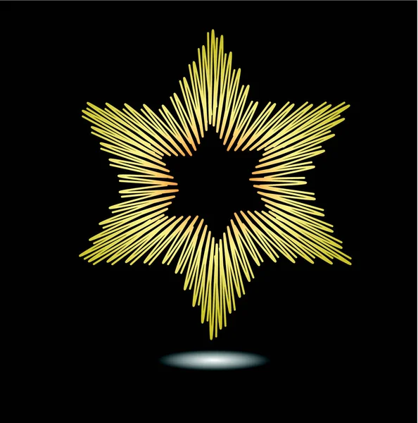 Davut Yıldızı Yahudi Din Symbole Altın Yıldız Işığı Efekti Siyah — Stok Vektör
