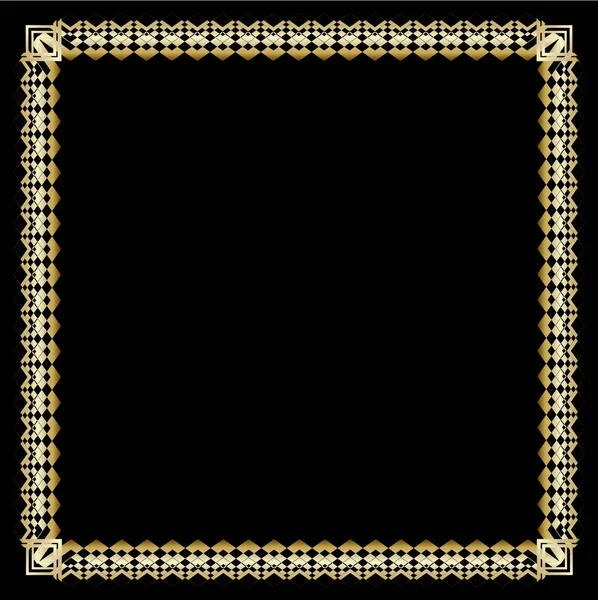 Bordure Carrée Avec Effet Relief Cadre Doré Luxueux Décoré Dans — Image vectorielle