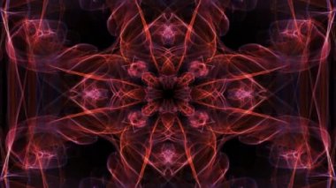 Canlı fraktal desenleri, siyah arka plan üzerine video tünel. Meditasyon mandala altın. Manevi ve medition egzersizler için simetrik süsleme animasyon.