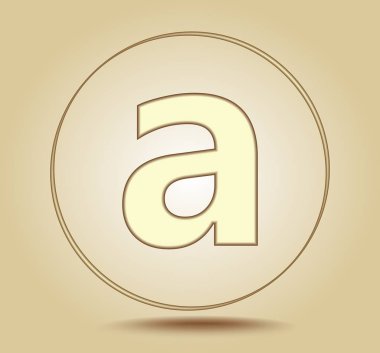 Simge açık altın gradyan arka planı üzerinde yuvarlak bir küçük mektup. Sosyal medya simge. Vektör çizim