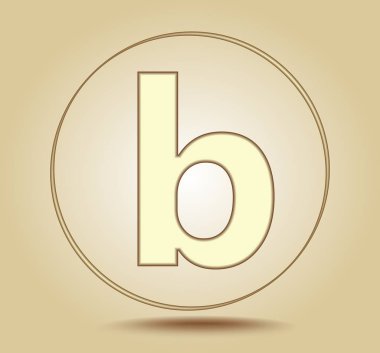 B harfi küçük, yuvarlak ışık altın gradyan arka planı üzerinde simge. Sosyal medya simge. Vektör çizim