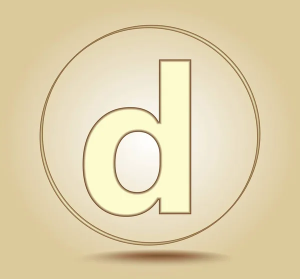 Letter D lowercase, round golden icon on light golden gradient background. Social media icon. Vector illustration — Stock Vector