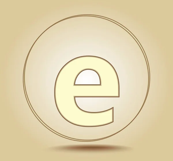 Buchstabe e Kleinbuchstabe, rundes goldenes Symbol auf hellgoldenem Hintergrund. Ikone der sozialen Medien. Vektorillustration — Stockvektor