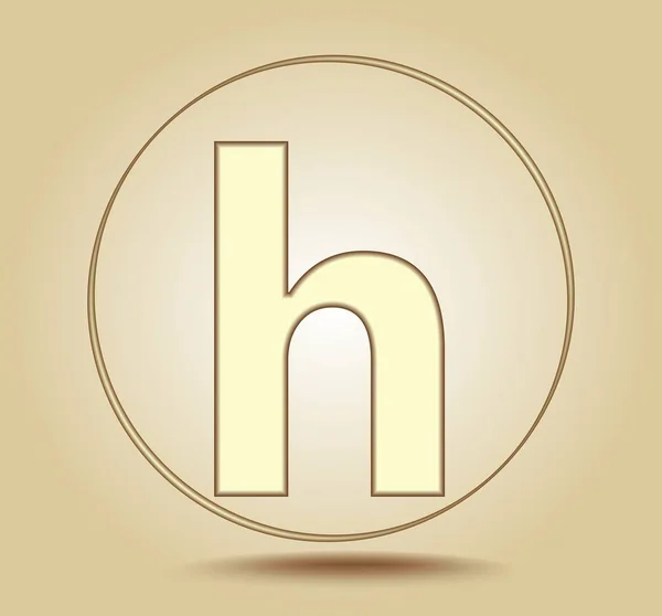 Buchstabe h Kleinbuchstabe, rundes goldenes Symbol auf hellgoldenem Hintergrund. Ikone der sozialen Medien. Vektorillustration — Stockvektor