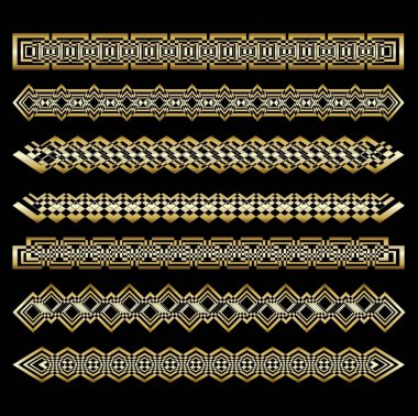 Art deco desenleri ve süs eşyaları kümesi. 1920'lerde tasarımınız için yaratıcı koleksiyonu tarzı. Victoria tasarlanmış süsleme.