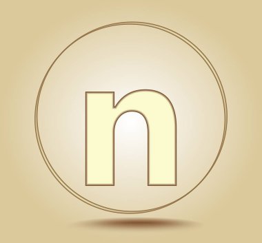 A harfi küçük, yuvarlak ışık altın gradyan arka planı üzerinde simge. Sosyal medya simge. Vektör çizim