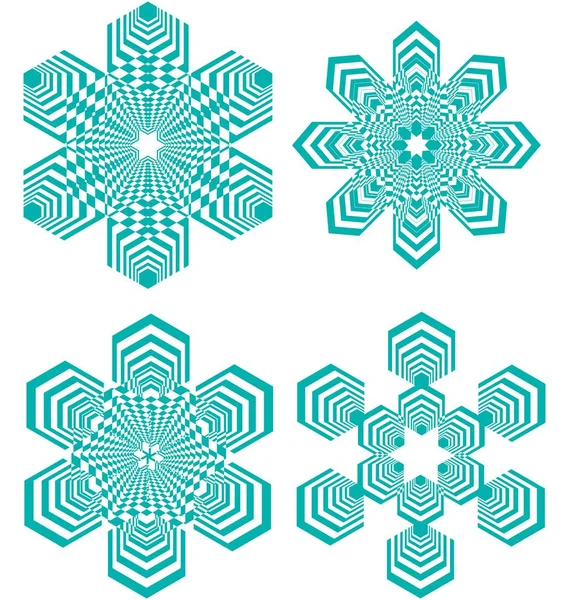 Set of simple geometric design elements, turquoise shapes on white background, collection of beautiful decorative patterns — Stock Vector