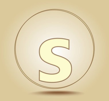 S harfi küçük, yuvarlak ışık altın gradyan arka planı üzerinde simge. Sosyal medya simge. Vektör çizim