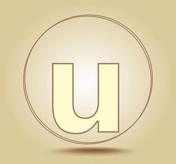 Kleine letter U letters, ronde gouden pictogram op licht gouden achtergrond met kleurovergang. Pictogram van de sociale media. Vectorillustratie — Stockvector