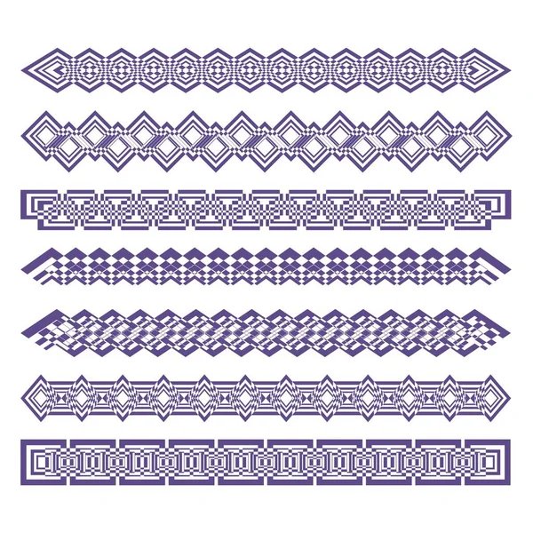 Conjunto de patrones de tira, ornamento púrpura, el color se puede cambiar fácilmente, elementos de borde, estructura fina — Vector de stock