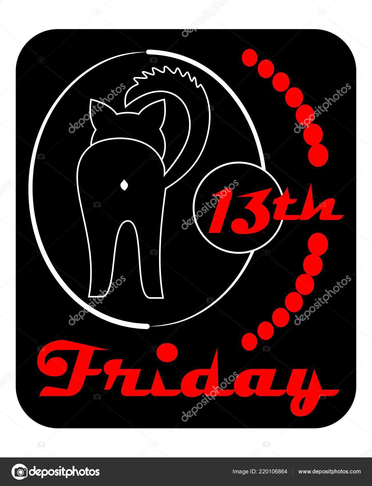 Vendredi 13 Satirique Arborant Un Chat Noir Tourné Le Dos