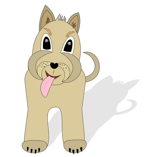 Schöner beiger Schnauzer, Hund-Cartoon-Illustration mit Schatten auf weißem Hintergrund — Stockvektor