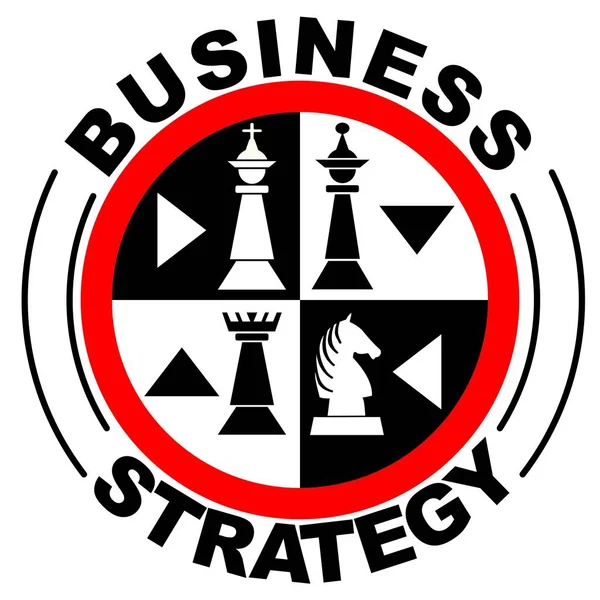 Banner de estratégia de negócios com peças de xadrez em círculo vermelho , —  Vetores de Stock