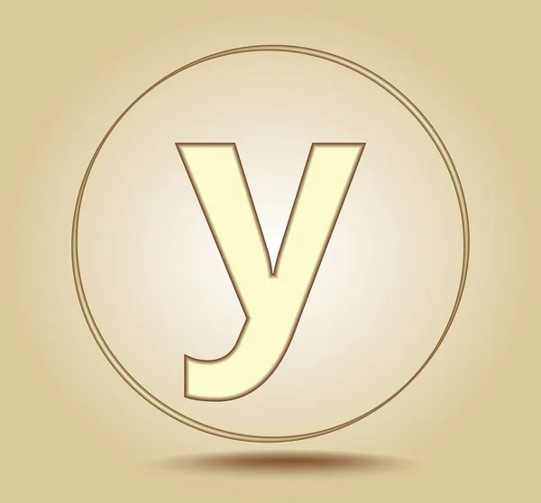 手紙 Y 小文字、丸い光の黄金のグラデーションの背景に金色のアイコン。ソーシャル メディアのアイコン。ベクトル図 — ストックベクタ