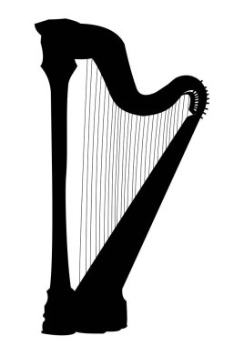 İzole siluet, müzikal intsrument beyaz zemin üzerine çizim tek renkli siyah durmak