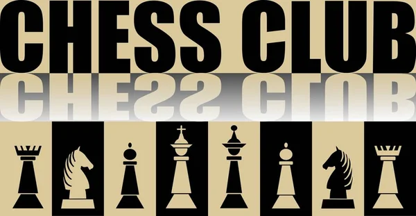 Chess club banner med schackpjäser och spegeleffekt — Stock vektor