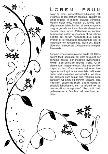 Motivo florecer monocromo, ornamento negro sobre fondo blanco. Fondo floral en estilo vintage, coloque su propio mensaje — Vector de stock