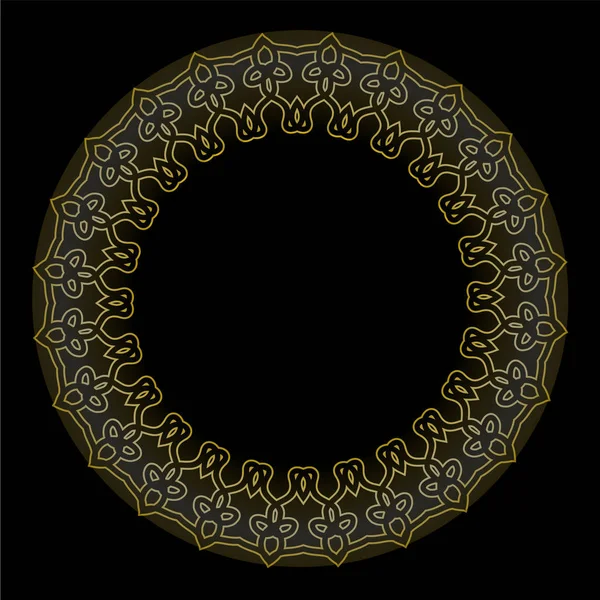 Dekorativa Gyllene cirkeln ram på svart bakgrund. Vintage vektor gyllene Banners etiketter ramar. Kalligrafiska designelement. — Stock vektor