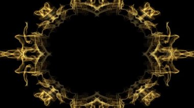 Fraktal tasarımı, oval çerçeve animasyon şenlikli altın kenarlıklar siyah arka plan, festival dekorasyon, boşluk