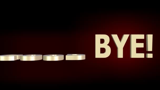 Au revoir lettrage animé avec rideau de théâtre rouge, 3d animé outro 