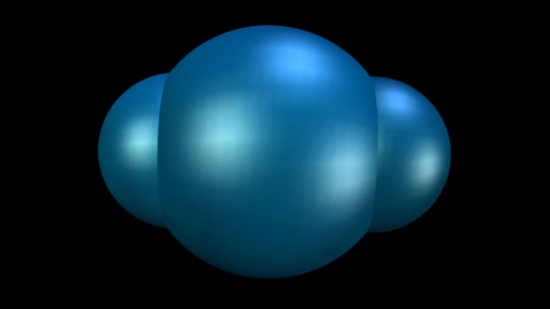 Drie metalen ballen in donker blauw ontwerp, creatieve beweging, vfx animatie van bollen, naadloze video — Stockvideo
