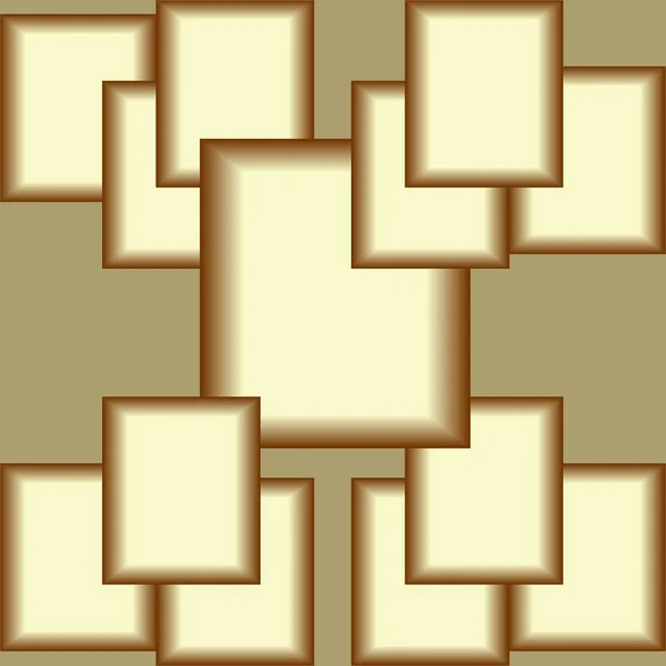 Plastica composizione quadrata dorata, piastrelle astratte con quadrati 3d, arte ottica, illusione spaziale — Vettoriale Stock