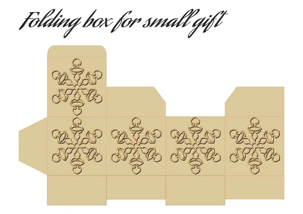 Faltschachtel für kleines Geschenk, Golddesign mit geprägten geometrischen Ornamenten, 3D-geometrische Motive — Stockvektor