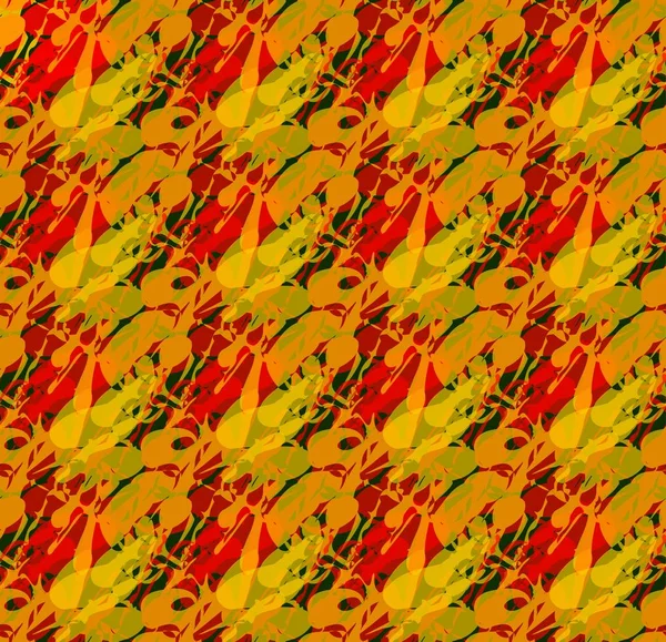 水彩风格的红色、黄色和橙色飞溅，织物或包装纸设计的无缝抽象背景 — 图库矢量图片