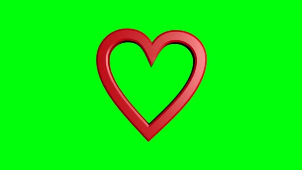 dvě roztomilá červená srdce se pohybují na zeleném. Velké srdce a malé srdce. Valentýn nebo svatební film. Oznámení nočního klubu.