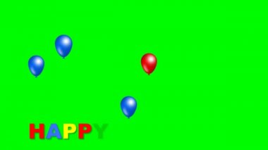 Mavi, kırmızı ve sarı renkte komik topları hareketli happy doğum günü yazıtı. Yeşil mat güzel doğum günü filmi. 4k çözünürlük