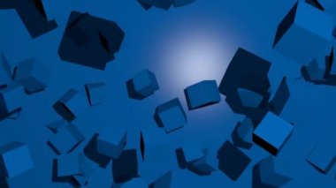 Uçan küpler, çok renkli geometrik cisimler, renk değiştirme efekti, 3d render soyut video arka plan, full Hd çözünürlük