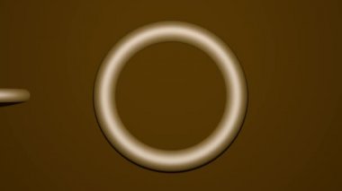 Hareket eden altın halkalar, koyu kahverengi arka planda metalik zincir, soyut 3D animasyon, giriş, çıkış,