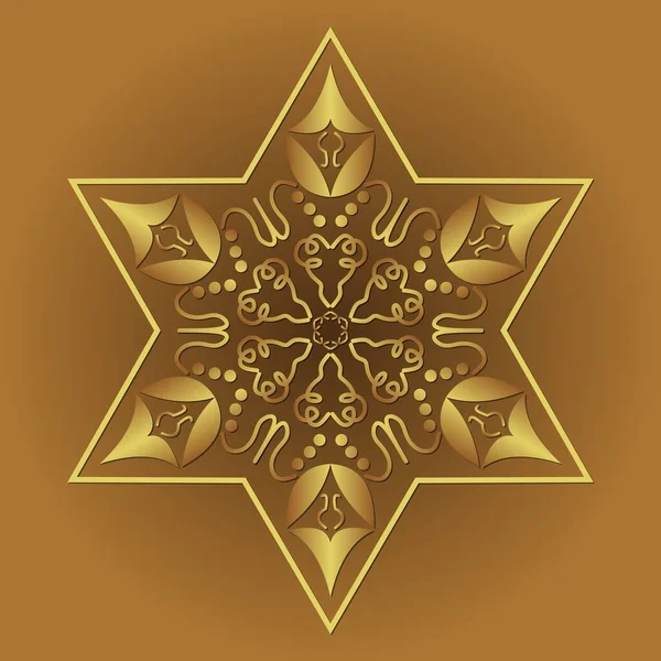 Stern des david, jüdisch-religiösen Symbols in goldenem Filigrandesign auf goldenem Hintergrund. isolierte Grafik — Stockvektor