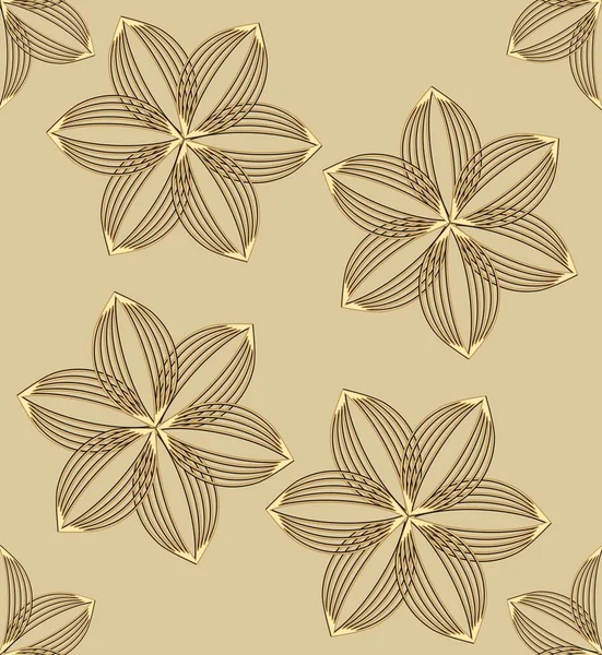 Gold style design with flower motif, embossed gold patterns on light gold background, seamless patterns, brocade, textile design, wrapping paper, luxurious design — Stock Vector