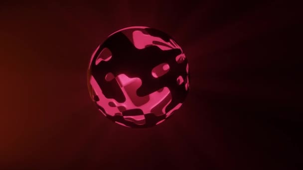 Boule creuse démoniaque avec trous et lueur rouge intérieure. Objet abstrait tournant dans l'espace noir et émettant des rayons rouges. Fantastique film apokalyptique. — Video