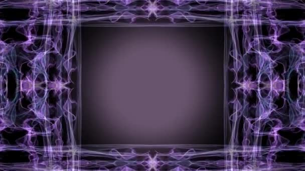 Purple fractal based animated frame with light purple circle in center, animation on black background. Animated background for own titles, text — Stock Video