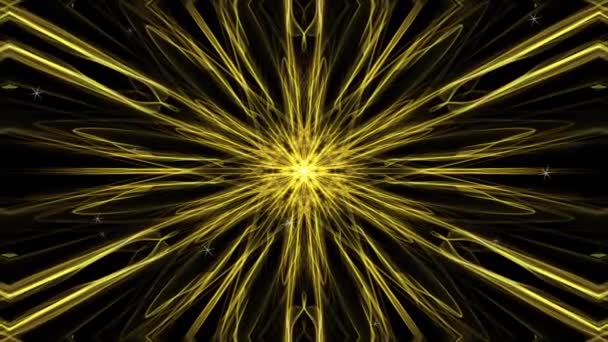 Étoile d'or en style fractal, générant aléatoirement de petites étoiles ou des étincelles. Fond animé abstrait. — Video