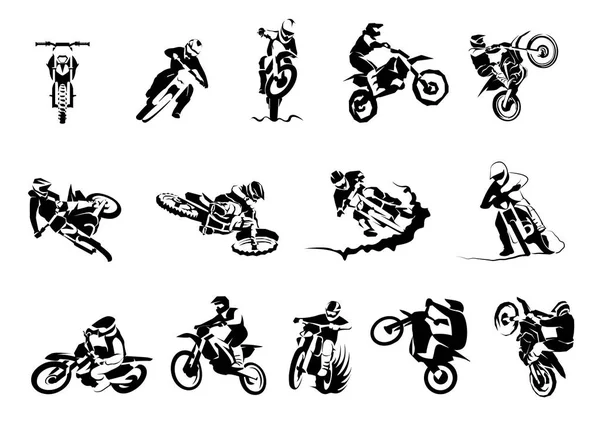 Extrem Motorrad Big Vector Set 14x, Motocross — Stockvektor