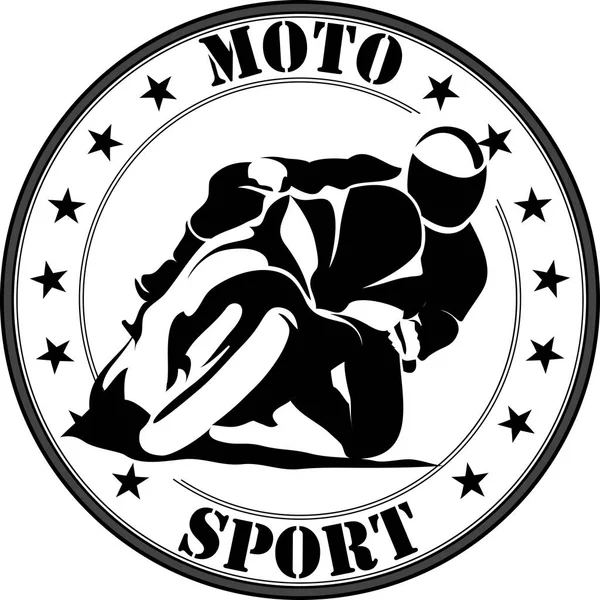 Signo vectorial del corredor de motocicletas en bicicleta deportiva rápida — Vector de stock