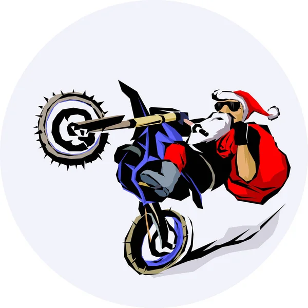 Weihnachtsmann moto bike ride vektor illustration — Stockvektor