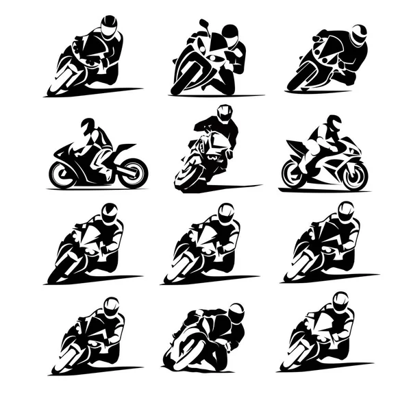 Мотоцикл гонщик вектор устанавливает EPS 10 иконки мото GP — стоковый вектор