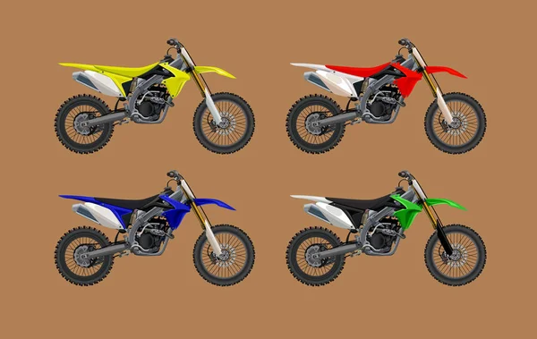 Sport moto offroad 4x set modelo técnico. Vector — Archivo Imágenes Vectoriales