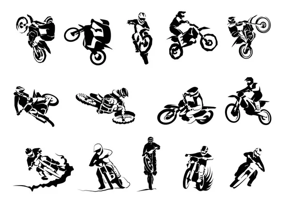 Extremfahrrad Big Vector Set 14x, Motocross — Stockvektor