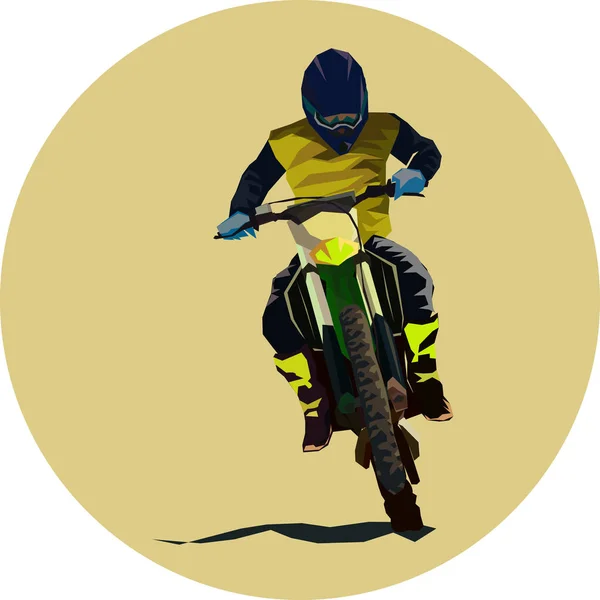 Racer y deporte moto de motocross icono del vector — Vector de stock