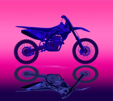 Spor motosiklet motocross teknik resim. Vektör çizim.